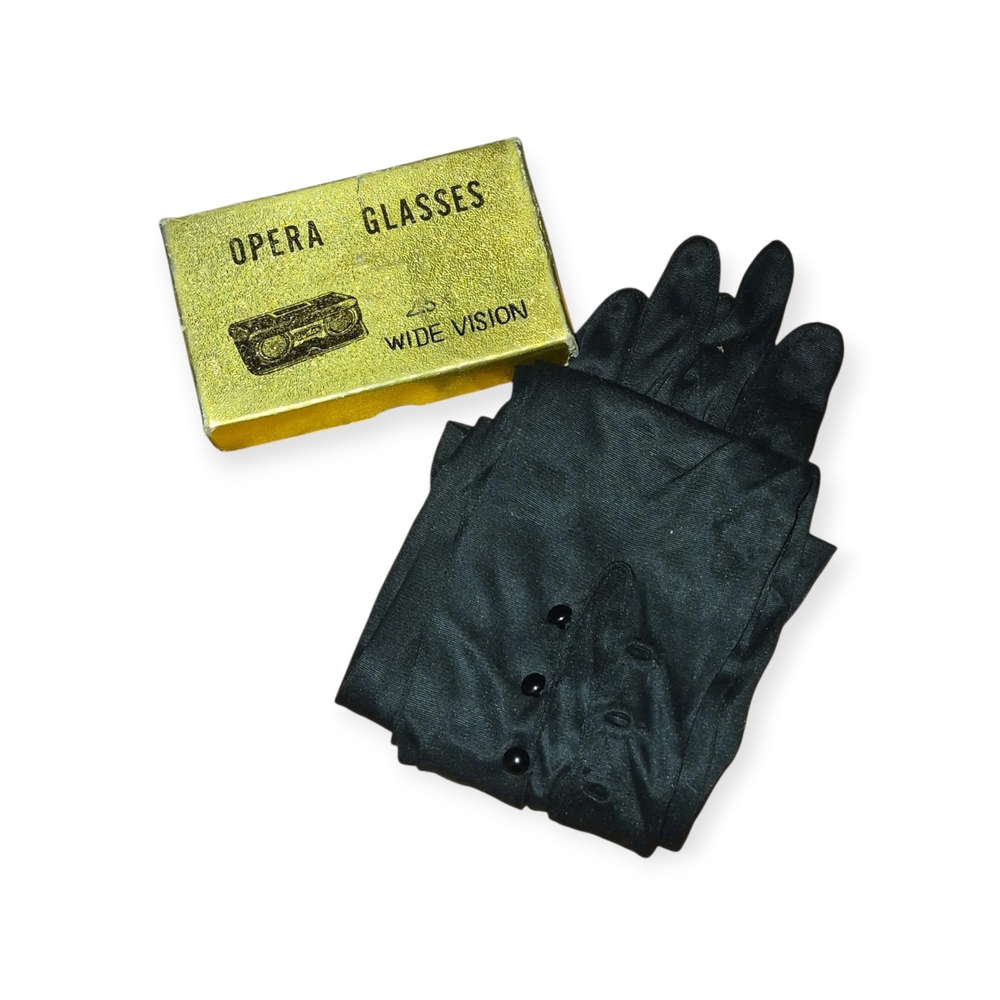 VINTAGE Circa 1960s Opera Glasses and Over The Elbow Opera Gloves